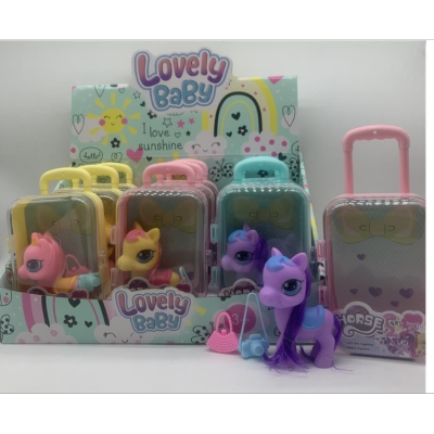 Vinyl My Little Pony Toy Doll with Trolley Case with a Variety of Accessories Gift Box Gift