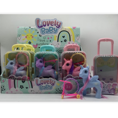 Vinyl Material My Little Pony Long Hair Doll Toy Gift Box Trolley Case Matching Boutique Accessories