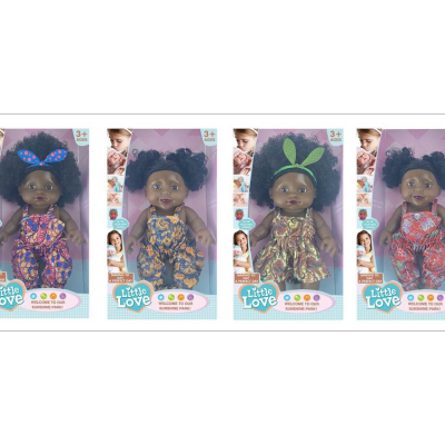 Play House Girls' Kindergarten Doll Toy 10-Inch Vinyl Body with Music Black Skin Color Simulation Baby