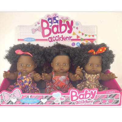 Play House Child Kid Kindergarten Doll Educational Toys 10-Inch with Display Box Black Skin Color Simulated Doll