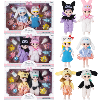 6-Inch Solid Joint Body 3d Eyes Sanrio Series Coolomi Doll Toy with Accessories Six Mixed