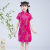 Chinese Style Girls Cheongsam Retro Buckle Stand Collar Brocade Girl Summer Dress Middle and Big Children Stage  Costume