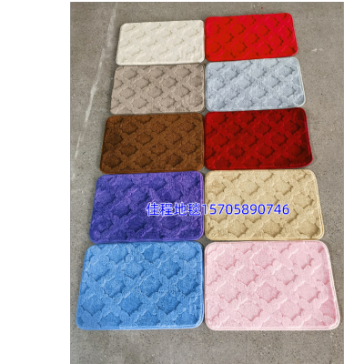 Plain Square Jacquard Floor Mat Water-Absorbing Non-Slip Mat Cotton Doormat Carpet Solid Color Bathroom Mat Bedside Pad