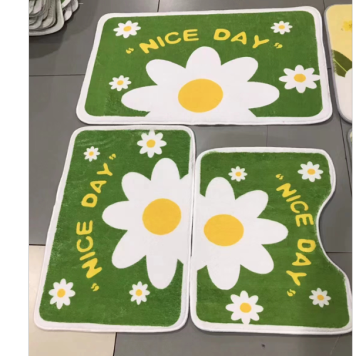 cashmere printing toilet combination mat bathroom 3-piece floor mat carpet non-slip mat household bathroom anti-slip mats