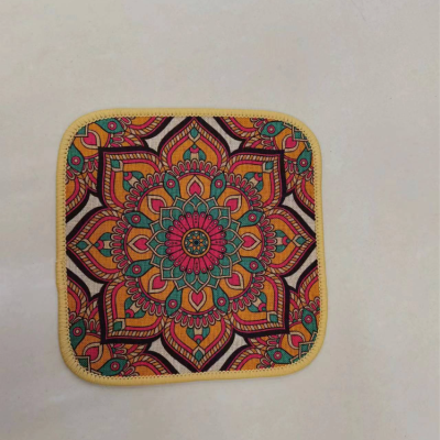 New Square Ins Linen Printed Placemat Fine Hemp Printed Water-Absorbing Non-Slip Mat Coaster Mouse Pad 20 * 20cm