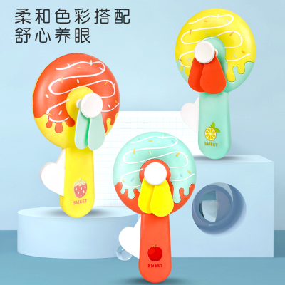 2023 New Portable Fan Mini Handheld Hand Pressure Donut Little Fan Summer Push Small Gift