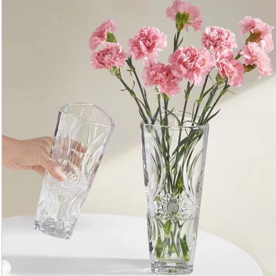 2023 New Foreign Trade Crystal Triangle Glass Vase Wholesale Home Decorations Table Decoration Simple Flower Arrangement