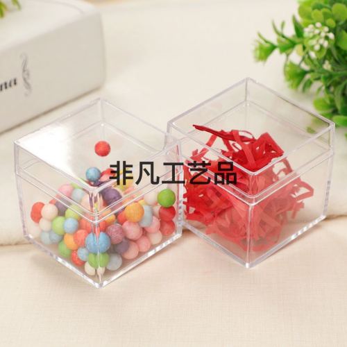 5cm transparent plastic food packing box ps square cookie box jewelry storage box with lid slim packing box