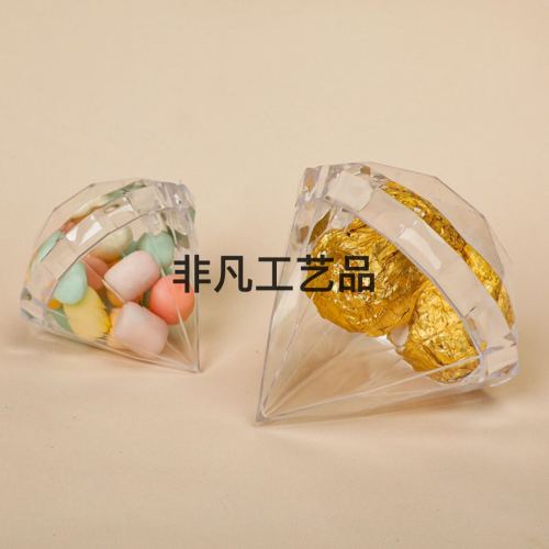 food grade plastic candy box ps transparent european diamond-shaped candy box with lid wedding gift candy box 7*7
