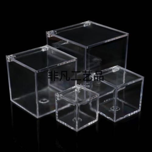10cm square transparent ps plastic box flip acrylic box food grade candy box slime packing box