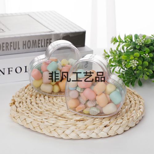 cm Heart-Shaped PS with Lid Wedding Candies Box Food Grade Transparent Plastic Candy Box Wedding Love Gift Box 