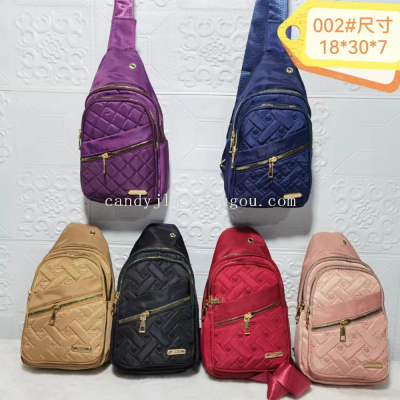 Women's Bag Embroidery Thread Rhombus Chest Bag Multi-Layer Large Capacity Shoulder Crossbody Bag Casual Rhombus