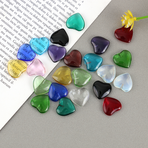 甜美百搭立体穿孔彩色纯色半透爱心耳环头饰项链DIY树脂饰品配件