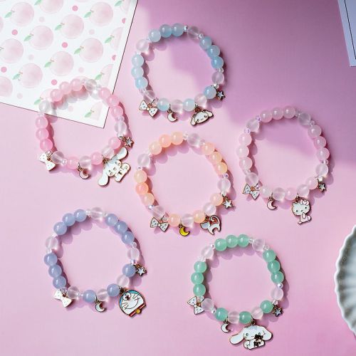 Origin Supply New Bracelet Ornament Korean Style Graceful and Cute Cinnamoroll Babycinnamoroll Crystal String Beads Student Bracelet Female Wholesale