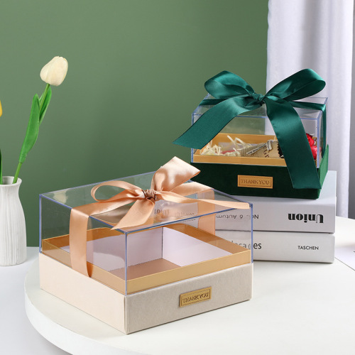 transparent acrylic hand gift box light luxury wedding bow gift box christmas valentine‘s day gift box