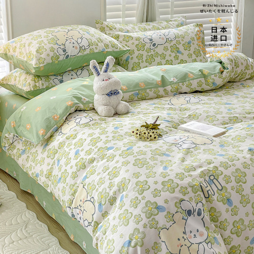 60支小清新纯棉四件套秋冬款全棉三件套宿舍床单被套床笠床上用品