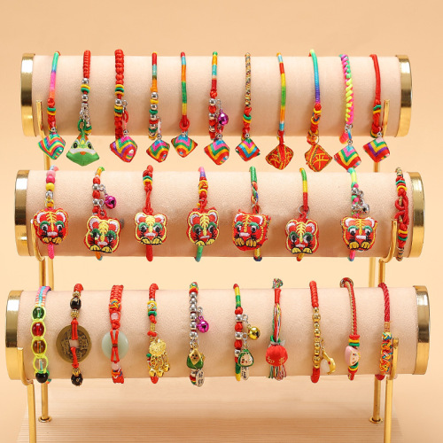 dragon boat festival colorful rope bracelet children baby hand-woven red rope adult tiger zongzi sachet carrying strap wholesale