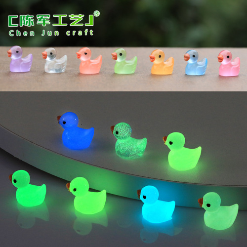seven colors noctilucent duckling doll pendant moss micro landscape ornaments creative ornaments decorations resin crafts