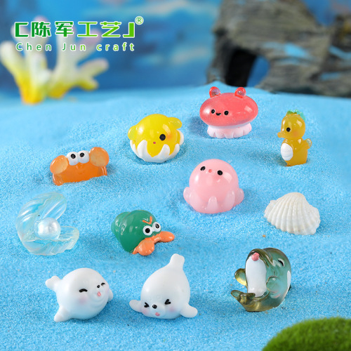 micro landscape ornaments cute marine animal squid killer whale jellyfish hermit crab marine animal resin accessories