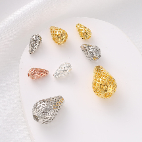 现货铜制散珠镂空水滴网珠佛珠珠串珠木桶隔珠饰品配件批发