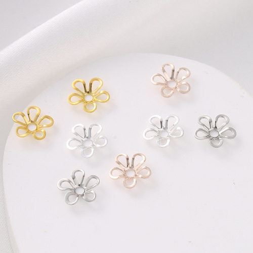 新品铜制五瓣花花托创意串珠隔珠DIY手串项链配饰铜制饰品批发