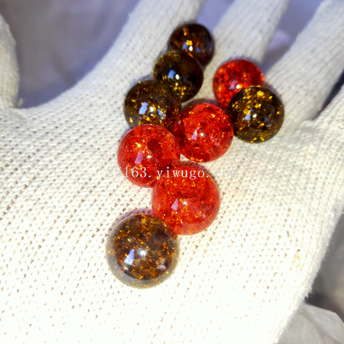 14mm color ice crack ball 16mm reddish yellow glass marbles glass ball 22-60mm custom ice crack micro glass bead
