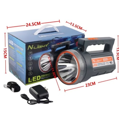 新款多功能手电筒巡逻探照灯户外远射led充电灯长续航露营手提灯