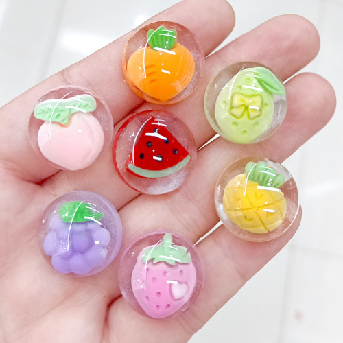 新款高透水果树脂饰品配件发饰配件发夹diy冰箱贴材料奶油胶贴片