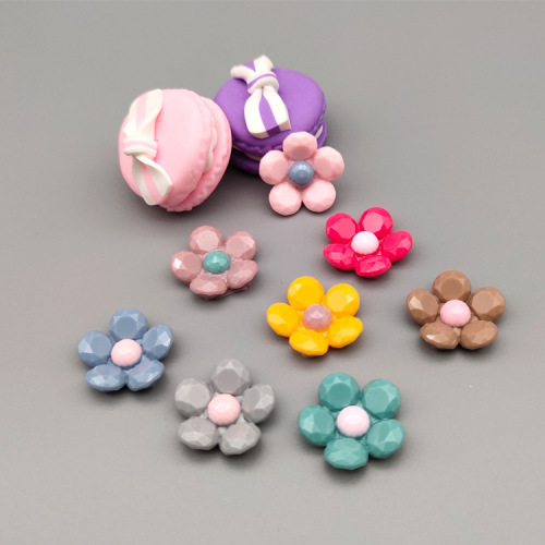 新款树脂五瓣花 DIY材料儿童发夹皮筋手机壳美容发饰品配件