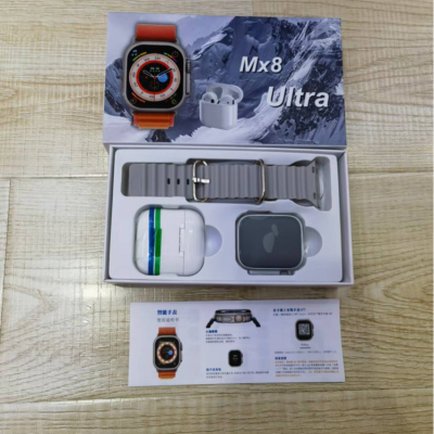 MX8 Ultra for Android Apple Bluetooth Calling Waterproof Heart Rate Body Temperature NFC 2-in-1 Package