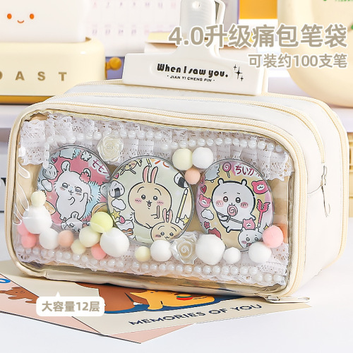 large window transparent cartoon backpack pencil case good-looking millet bar buggy bag snacks diy material package stationery case