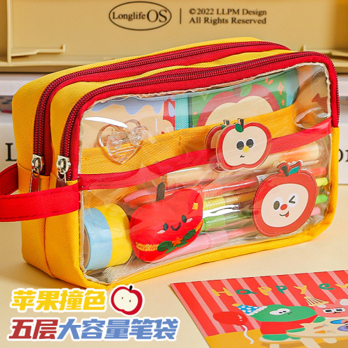 pen holding cabinet portable color matching front transparent good-looking large capacity cartoon backpack pencil case japanese ins simple junior high school stationery case