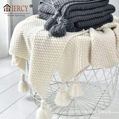 [Elxi] Sofa Cover Nordic Style Sofa Cover Cover Blanket Office Nap Shawl Blanket Knitted Wool Blanket