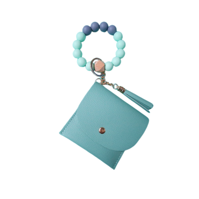 Tassel Silica Gel Bracelet Small Card Holder Silicone Beads Bracelet Keychain Small Card Holder Bank Card Holder Bus Card Holder for Girls