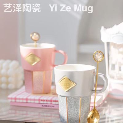 Ceramic Cup vintage shaped cup glitter Mug Coffee Cup gift Cup