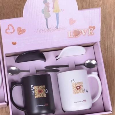 Couples' mug valentines' cup with gift box ceramic mug.
