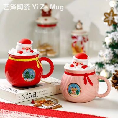 Christmas Cup Santa Claus Cup ceramic mug Nordic style Cup coffee cup..