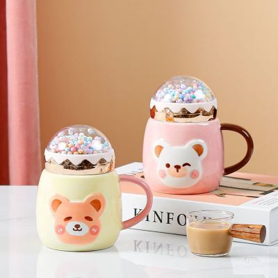 Bear mug ceramic cup hand-painted bear mug landscape Cup gift Cup mirror Cup