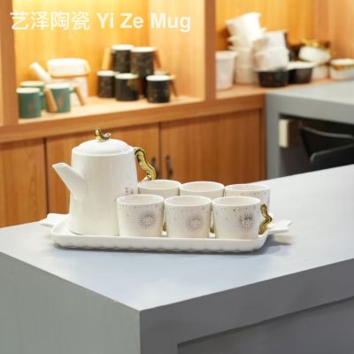 Kettle set teapot set Ceramic cup water utensils set coffee cup water Cup Cup European coffee cup black tea cup kettle set with tray.