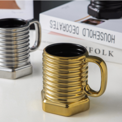 Screw Cup Shape Cup Novel Exotic Ceramic Cup Mug Cross-Border Hot Selling Cup.