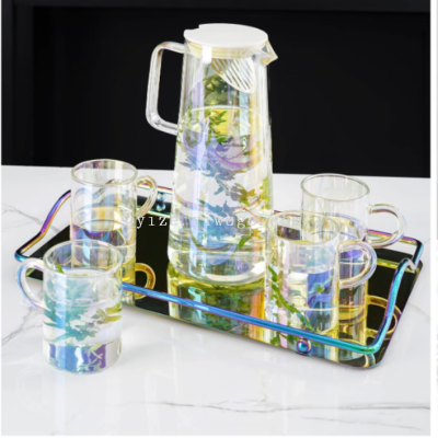 Glass Kettle Luxury Glass Drinking Ware with Four Cups..