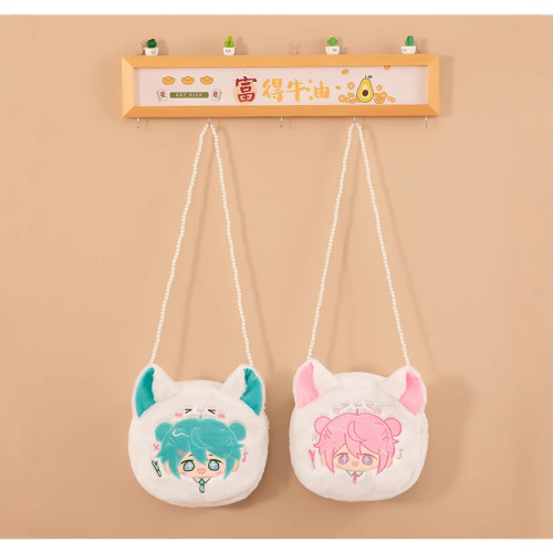 新品日系动漫初音未来毛绒单肩包少女心可爱蓝牙耳机收纳包批发