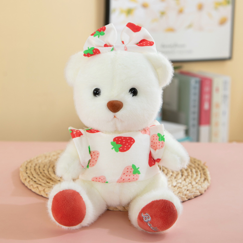 cute couple strawberry bow bella bear 8-inch plush toy doll children doll