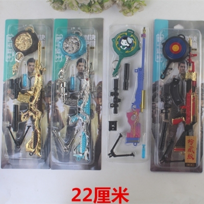 Anime Weapon Jesus Survival Rifle PUBG Equipment Boy Metal Toy Gun Model Simulation Alloy Gun Ornaments