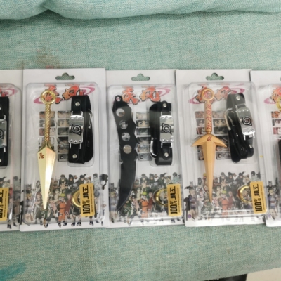 Anime Naruto Weapon Model Hand-Made Three-Piece Set Decoraive Hangings Knife Clang Dart Sword Weapon Toy Not Open Blade