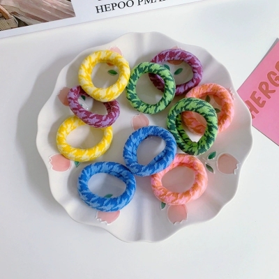 New Hair Accessories Wholesale Fashion Women's Simple Colorized Decorative Design Flocking Lace Seamless Bold Ponytail Hair Ring Rubber Band