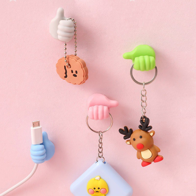 Thumb Hook Hub Creative Cute Data Cable Storage Fixed Cord Manager Seamless No-Punch Sticky Hook
