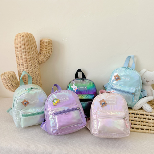 批发炫彩镭射儿童双肩包新款休闲男女宝宝小书包时尚出街可爱背包