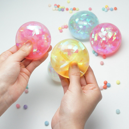 跨境热销TPR彩色凝胶球捏捏乐解压玩具创意减压球软胶挤压球玩具