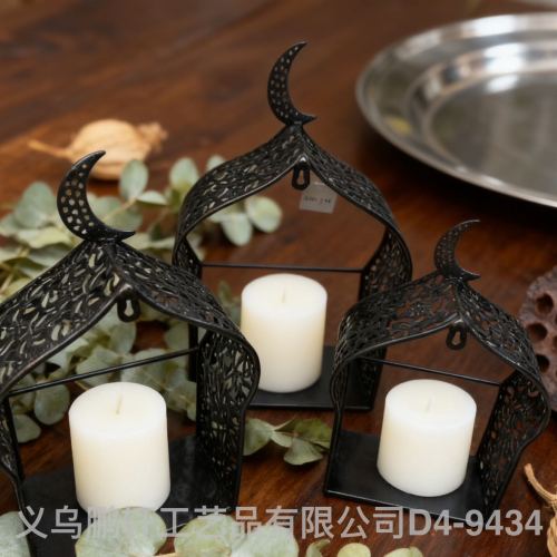仿古星月金属桌面摆件 多色镂空烛台花器两用 客厅书房装饰收纳架